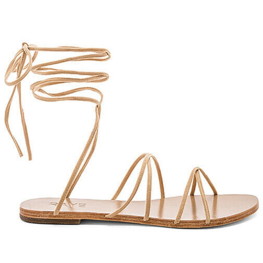 Raye Revolve Tan Leather Collette Wrap Up Sandal